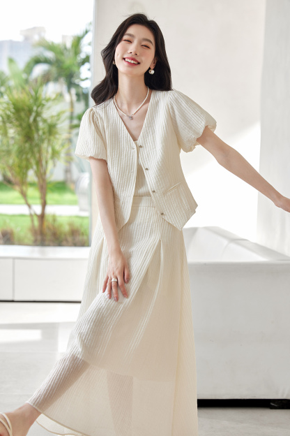 French Gentle Slimming Short-Sleeved Suit