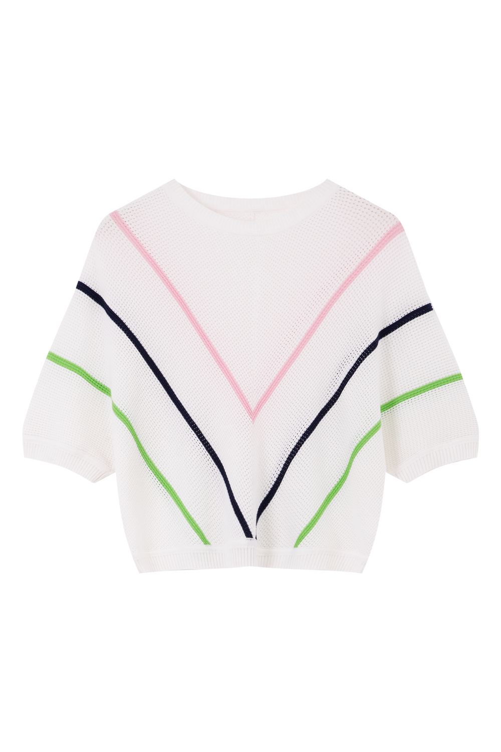 Contrast Color Mesh Striped Sweater