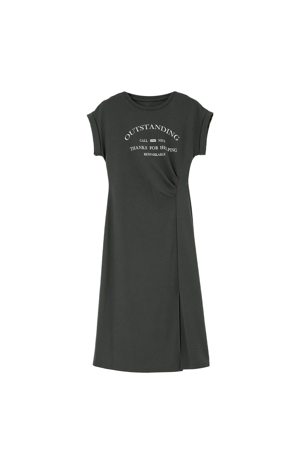 Printed Three-Dimensional Pleated Straight Dress
