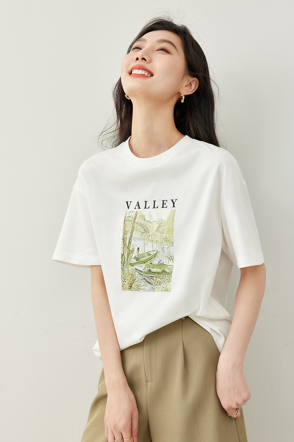 White Print Pure Cotton T-Shirt