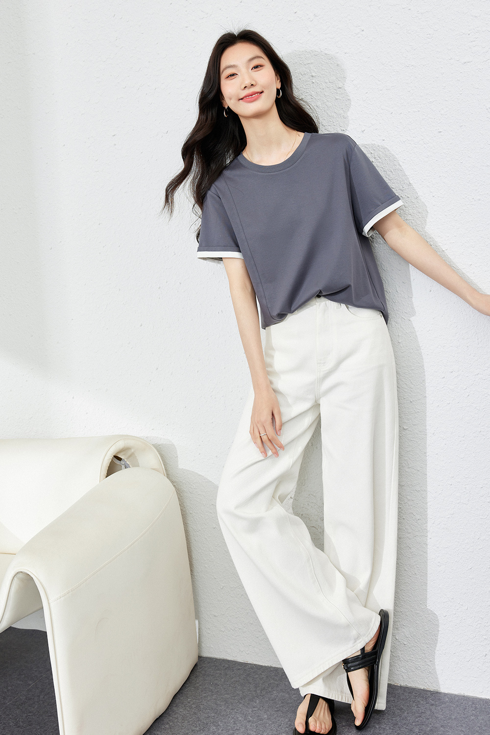 Light Luxury Mercerized Contrast Color T-Shirt