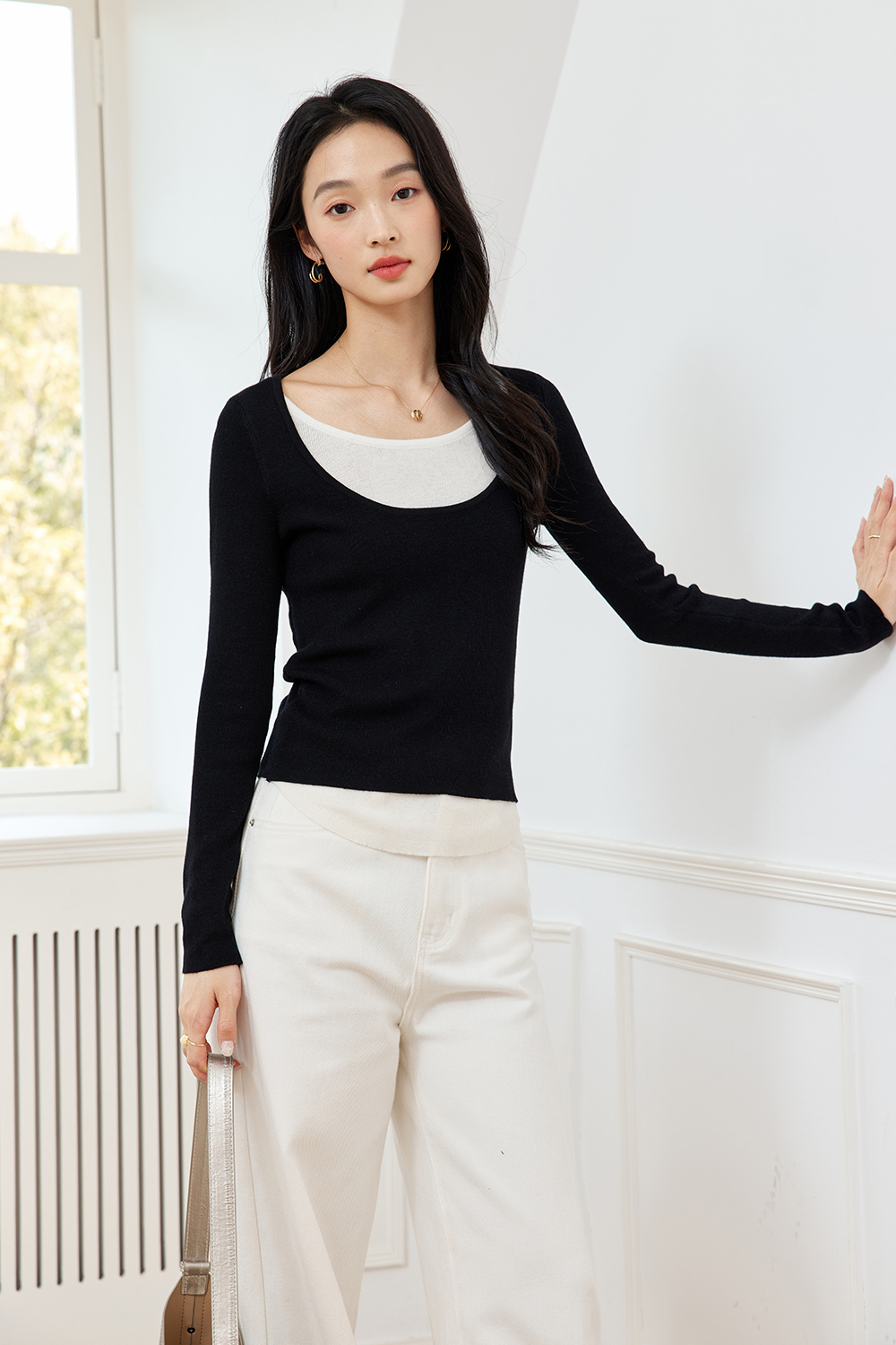 Fake Two-Piece Base Sweater