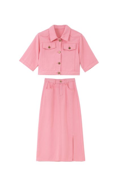 Short Stylish Color Spun Denim Set