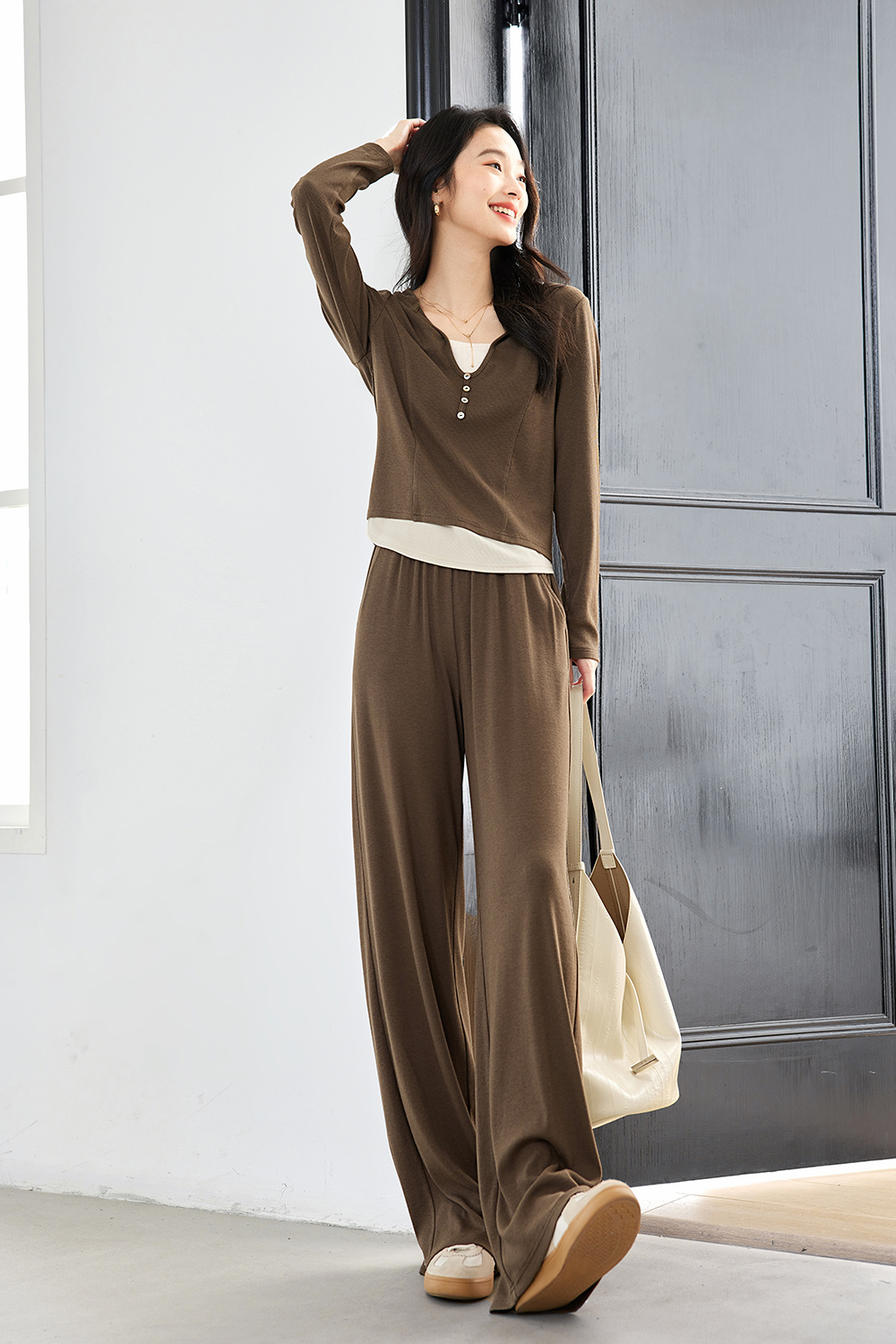 Fashionable Casual Retro Fake Two-piece Suit