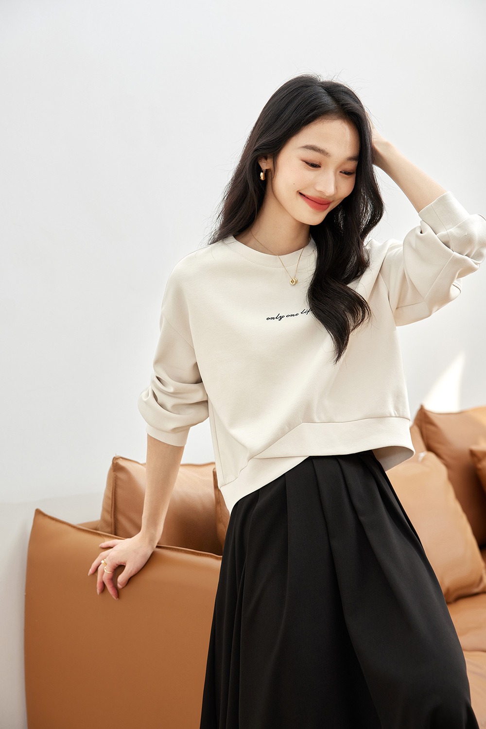 Letter Embroidered Casual Sweatshirt