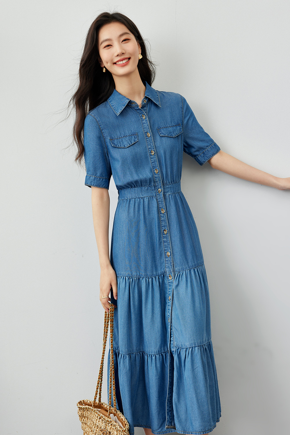 Tencel Denim Multi-Layer Dress