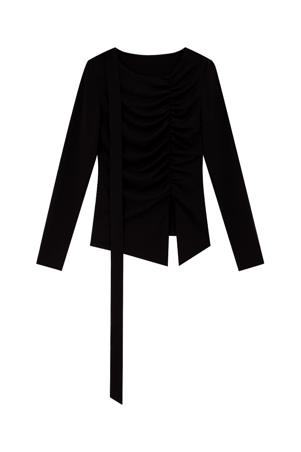 Retro Lyocell Pleated Ribbon T-Shirt