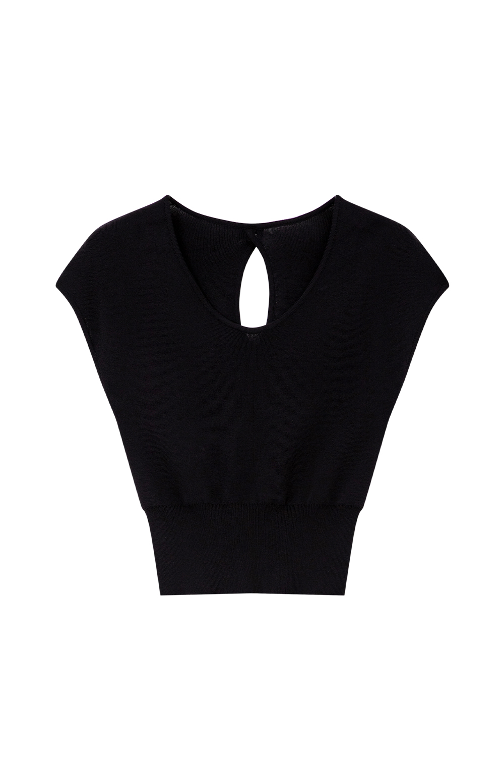 Waist-Cinched Hollowed-Out Knitted Sweater
