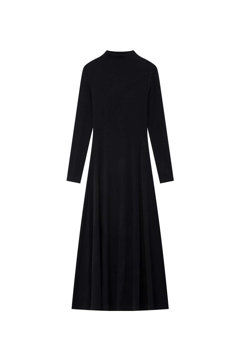 Semi-High Neck Knitted Dress-VIMLYSTORE