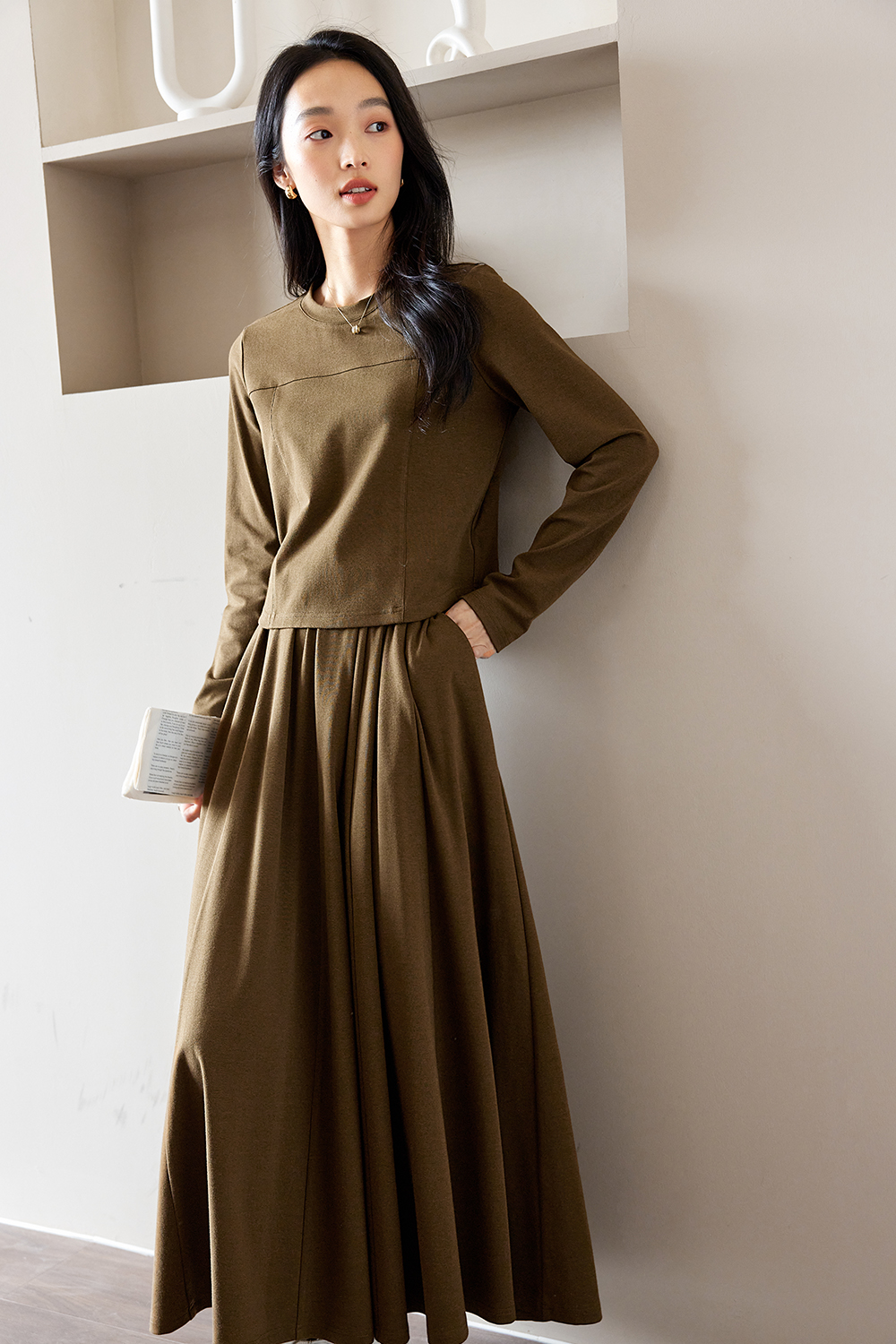 Solid Color Knitted Casual Suit-VIMLYSTORE