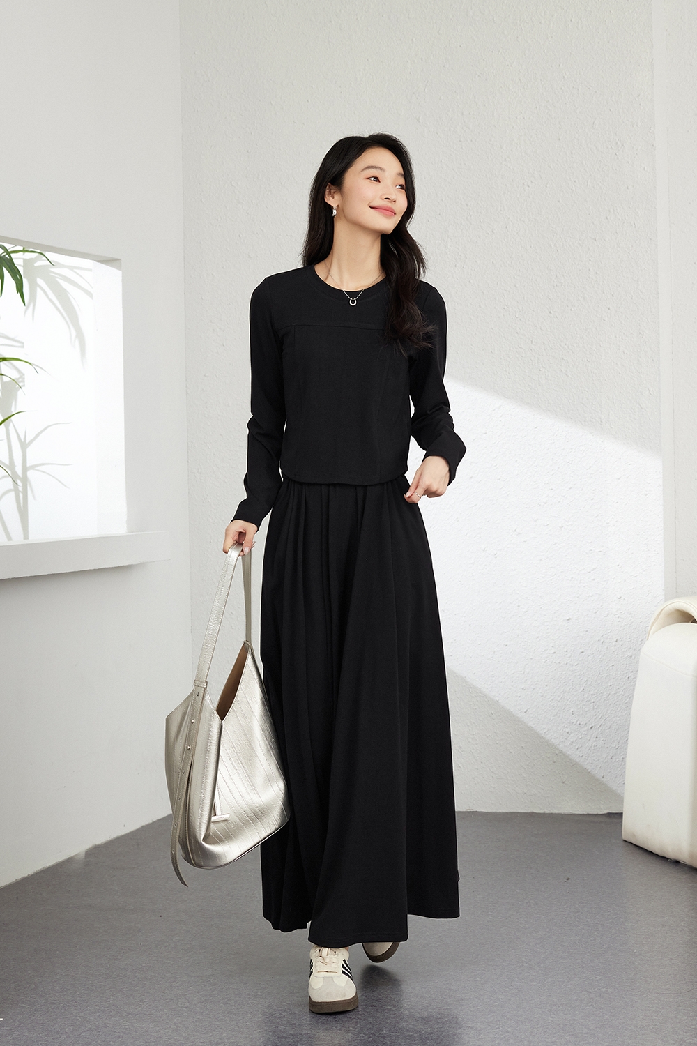 Solid Color Knitted Casual Suit-VIMLYSTORE