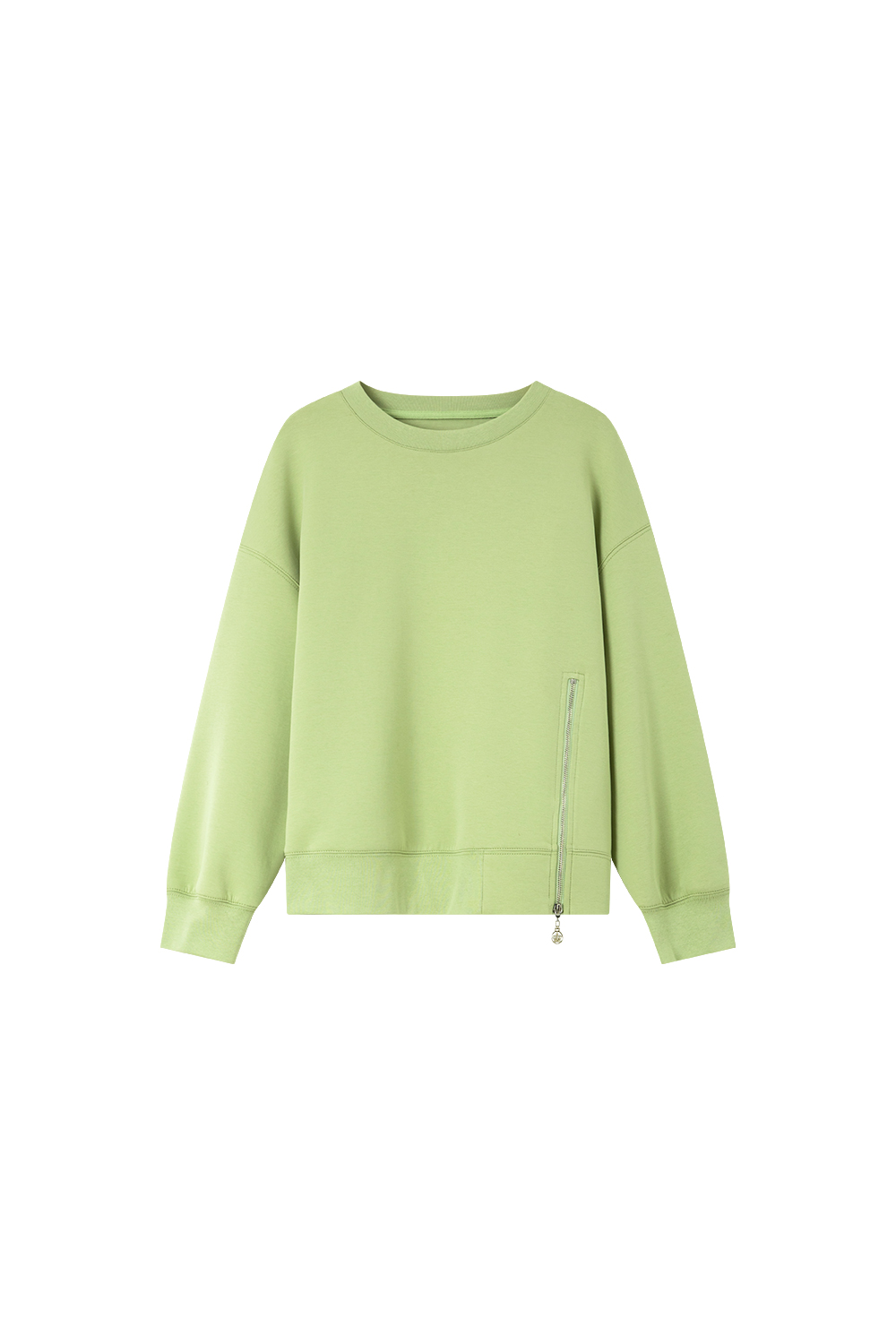 Fashionable Solid Color Zippered Sweatshirt