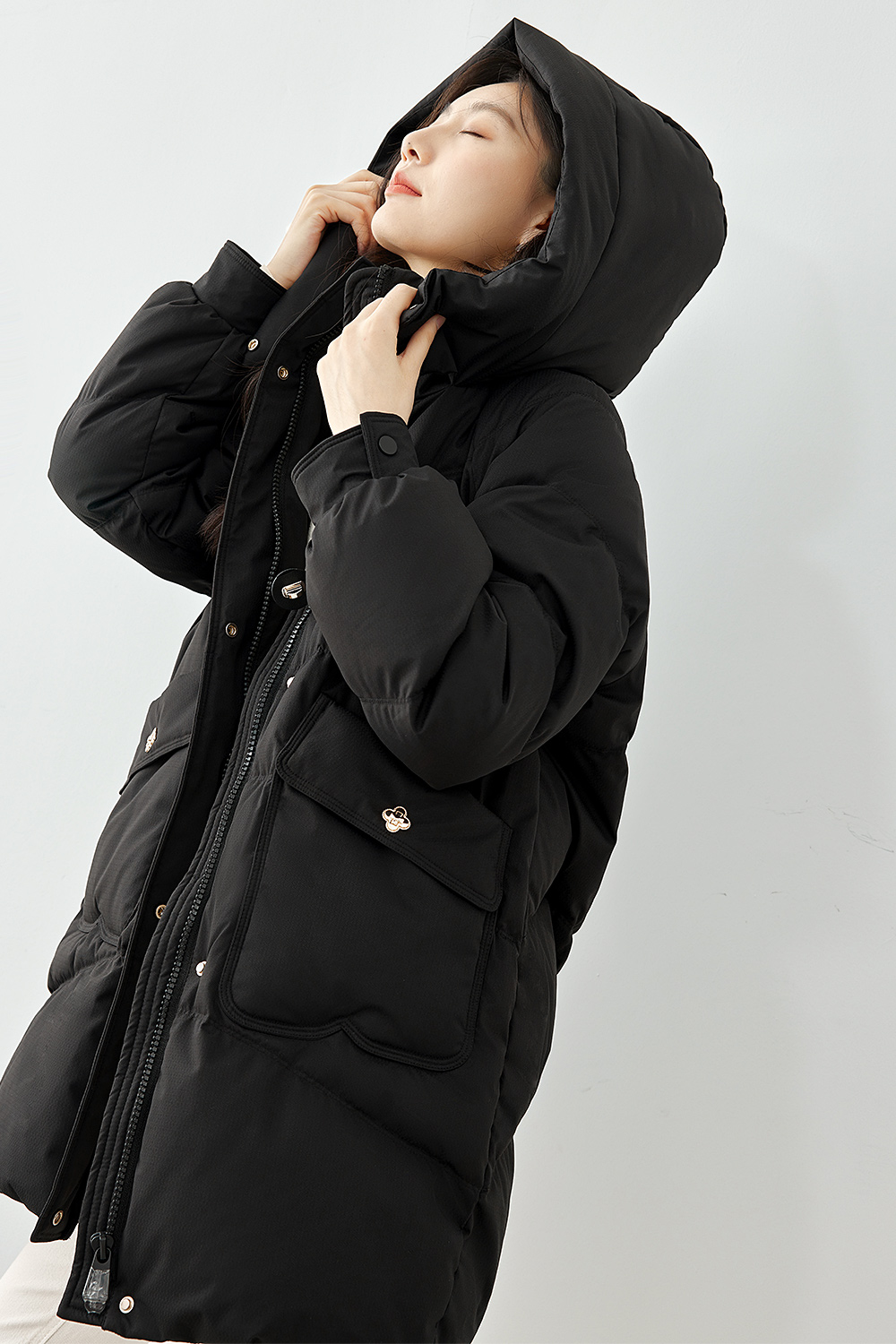 Solid color warm down jacket