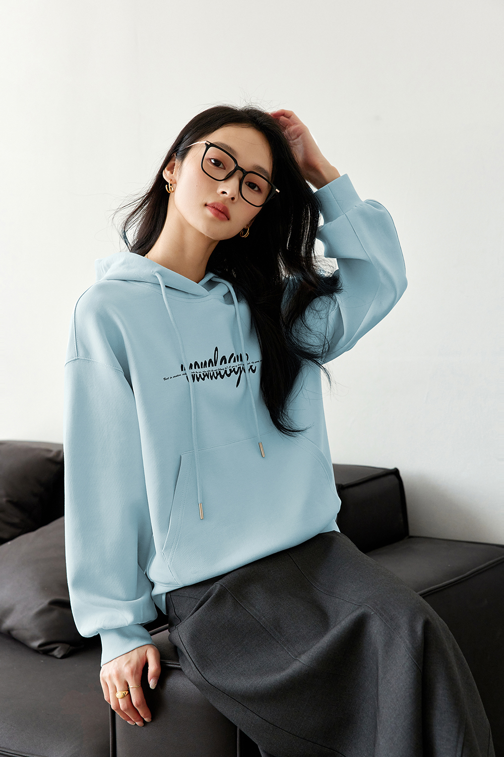 Letter American style hooded sweatshirt