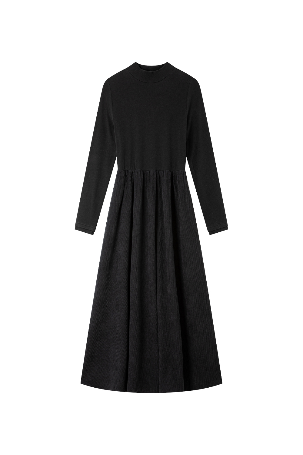 Black double-fabric spliced dress-VIMLYSTORE