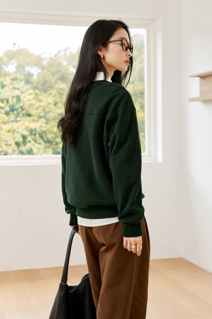 Casual Solid Color Warm Sweatshirt