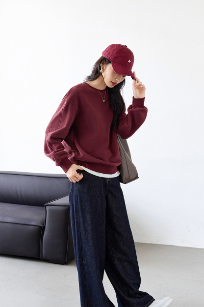 Casual Solid Color Warm Sweatshirt