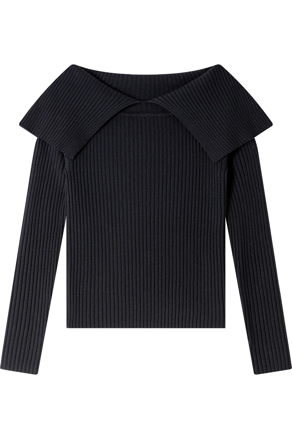 Wool Blend Large Lapel Knitted Sweater