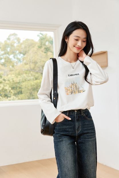 Scenery Print Cotton T-shirt
