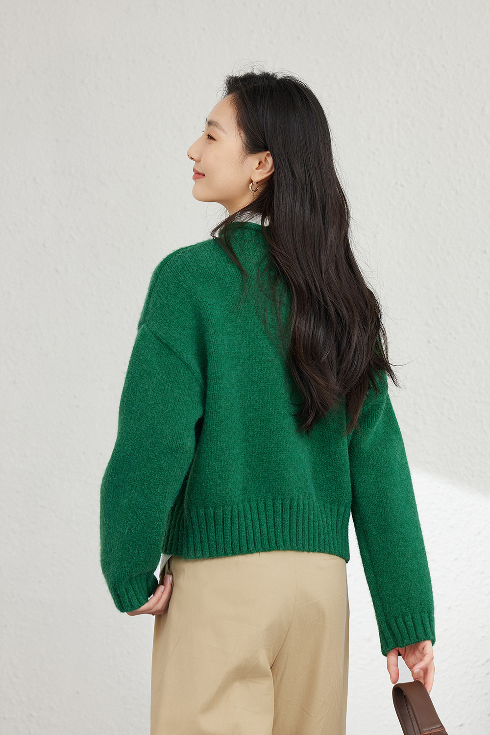 Rolled Hem Semi-High Neck Knitted Sweater-VIMLYSTORE