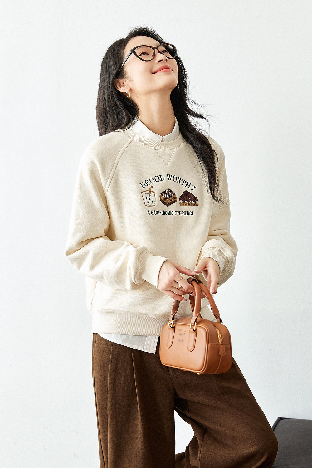 Cartoon Food Embroidered Sweatshirt