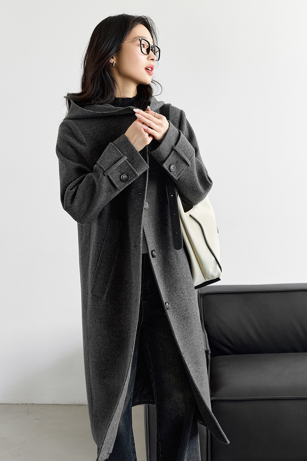 Solid Color Quilted Cotton-Padded Hooded Coat-VIMLYSTORE