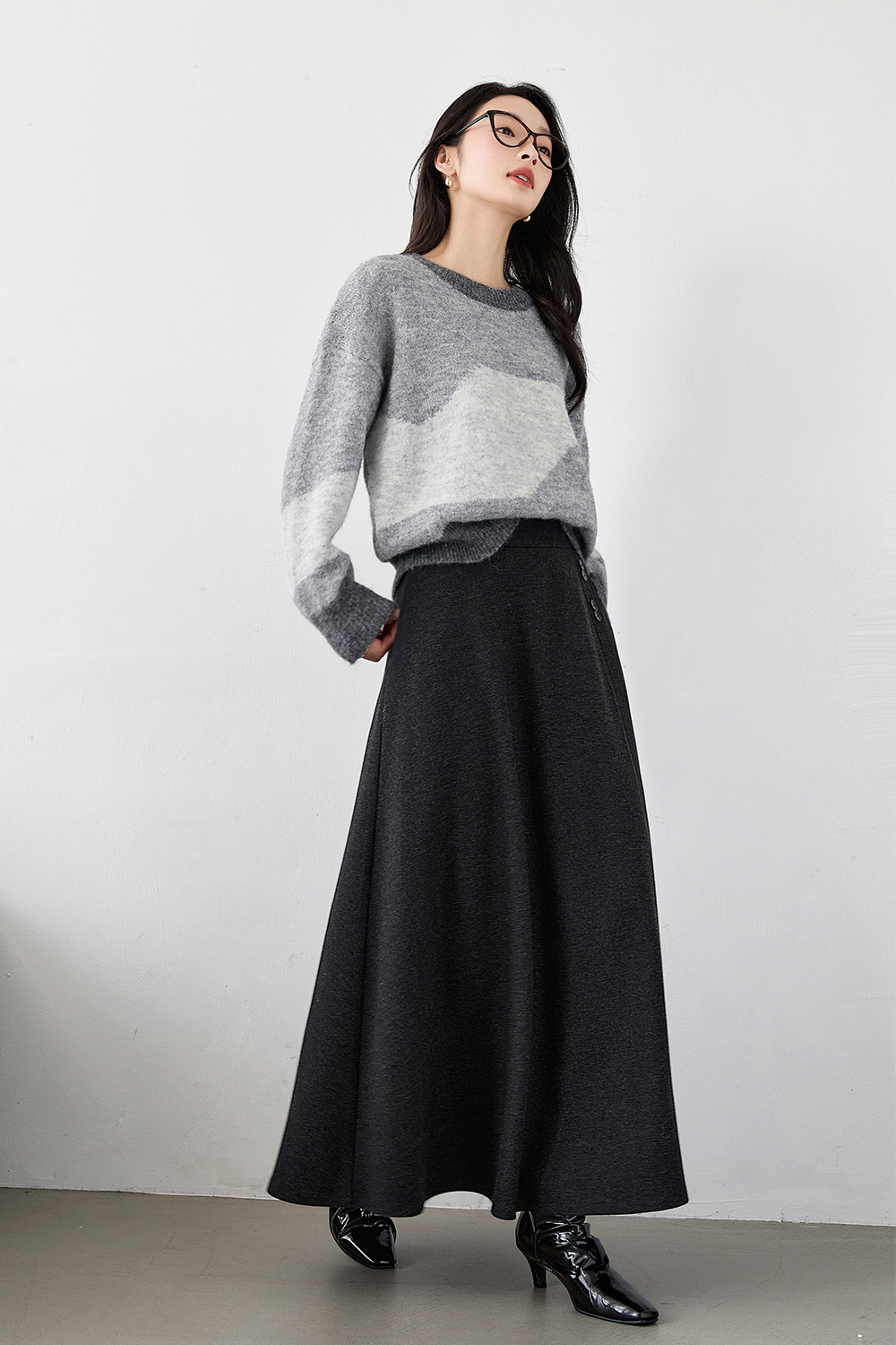 High-Waisted Irregular Midi Skirt-VIMLYSTORE