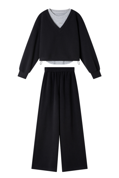Fleece-Lined Thickened Simple Three-Piece Set