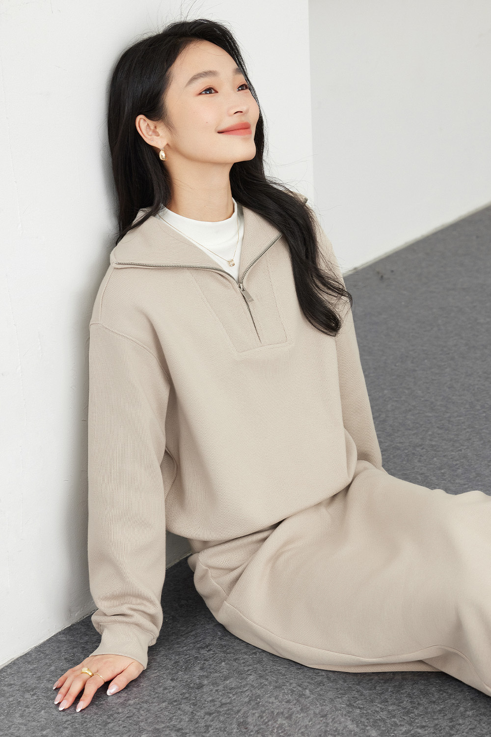 Halfzippered Sweatshirt Set