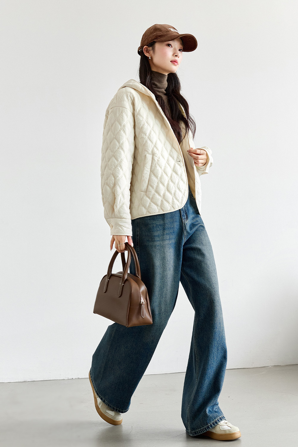 Hooded Diamond Short Cotton Coat-VIMLYSTORE