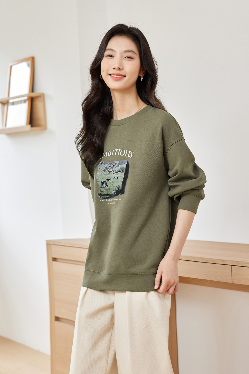 Cottonblend Printed Sweatshirt-VIMLYSTORE