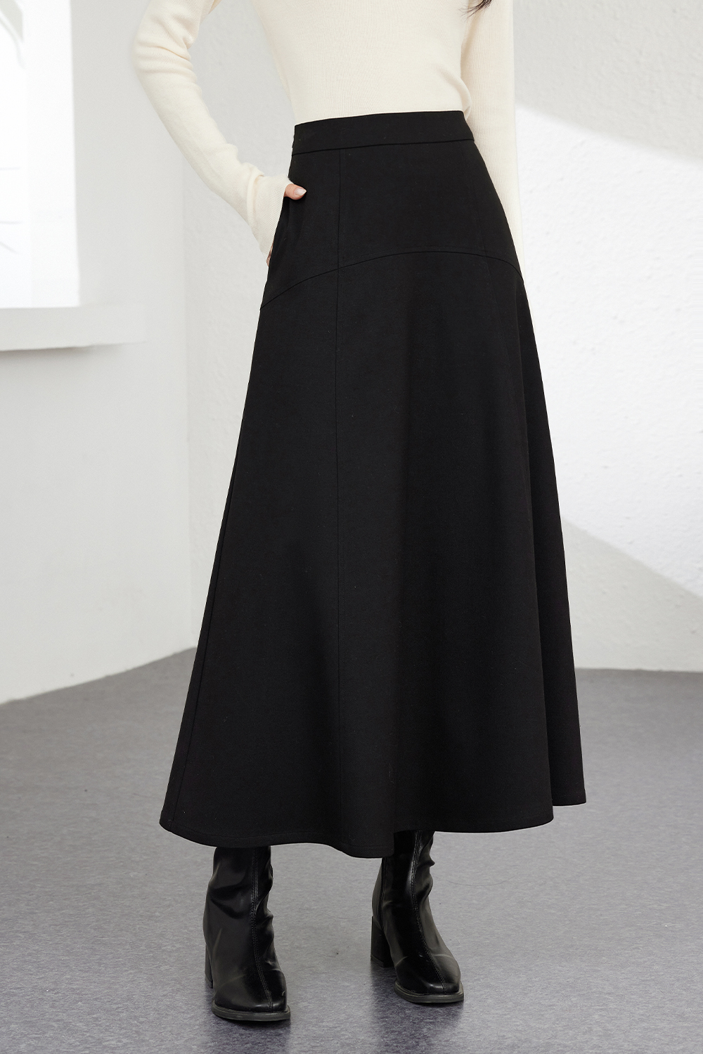 Modern Wool Blend Skirt-VIMLYSTORE