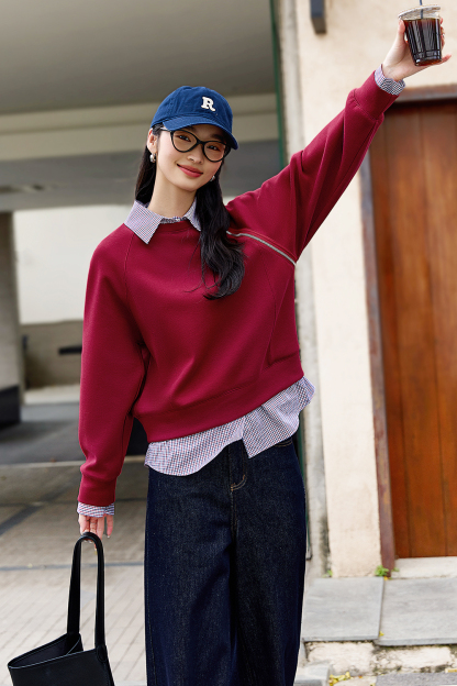 School style spliced sweatshirt