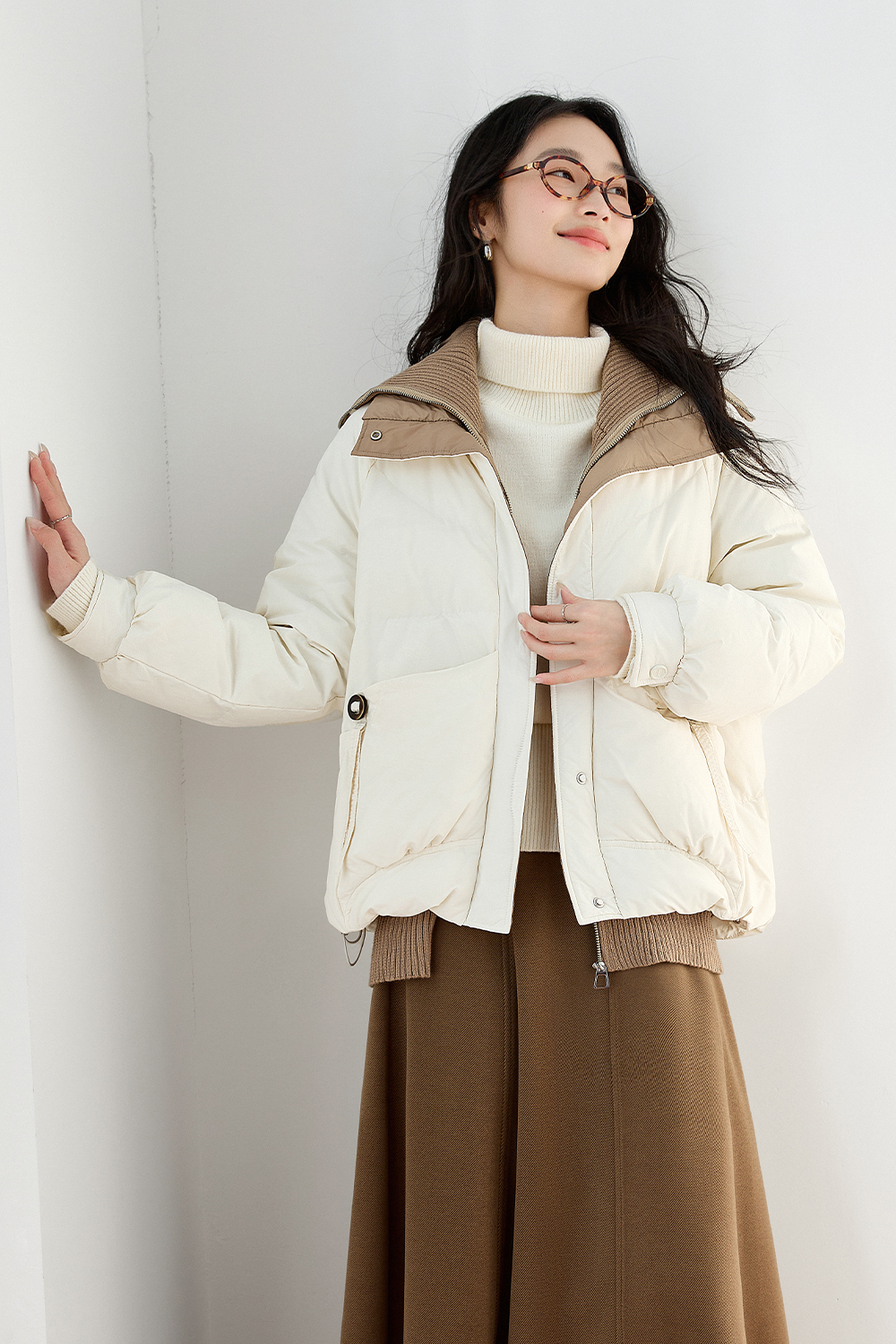 Fashionable White Duck Down Warm Down Jacket-VIMLYSTORE