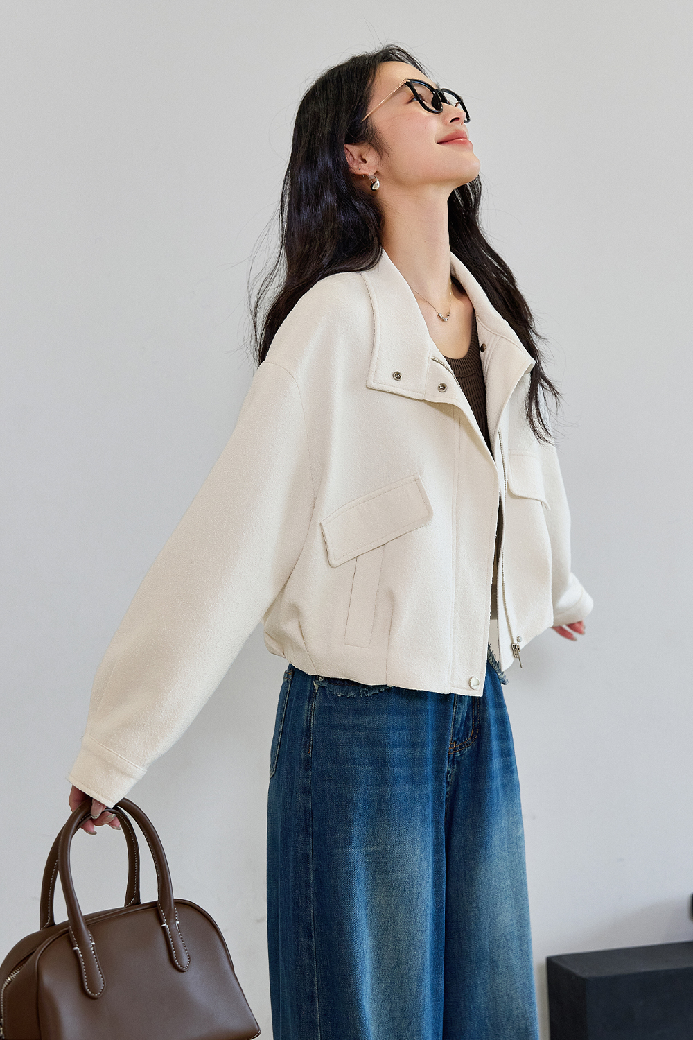 Workwear Style Short Lapel Jacket-VIMLYSTORE