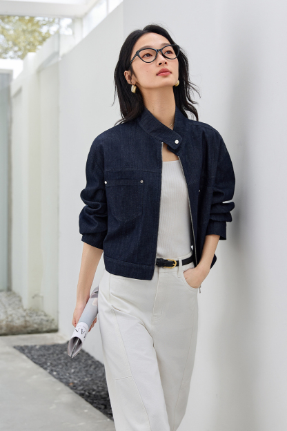 Neckline Design Denim Jacket