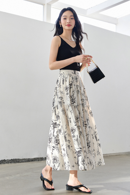 Floral Print Long Skirt