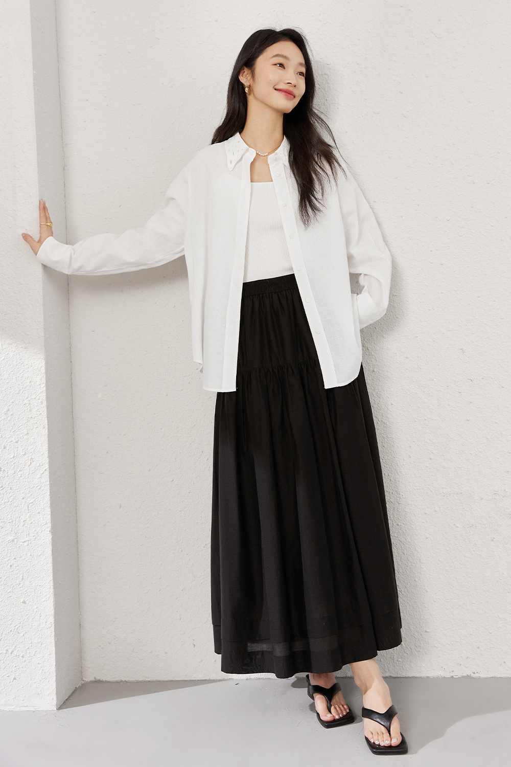 Pleated Loose Long Skirt-VIMLYSTORE