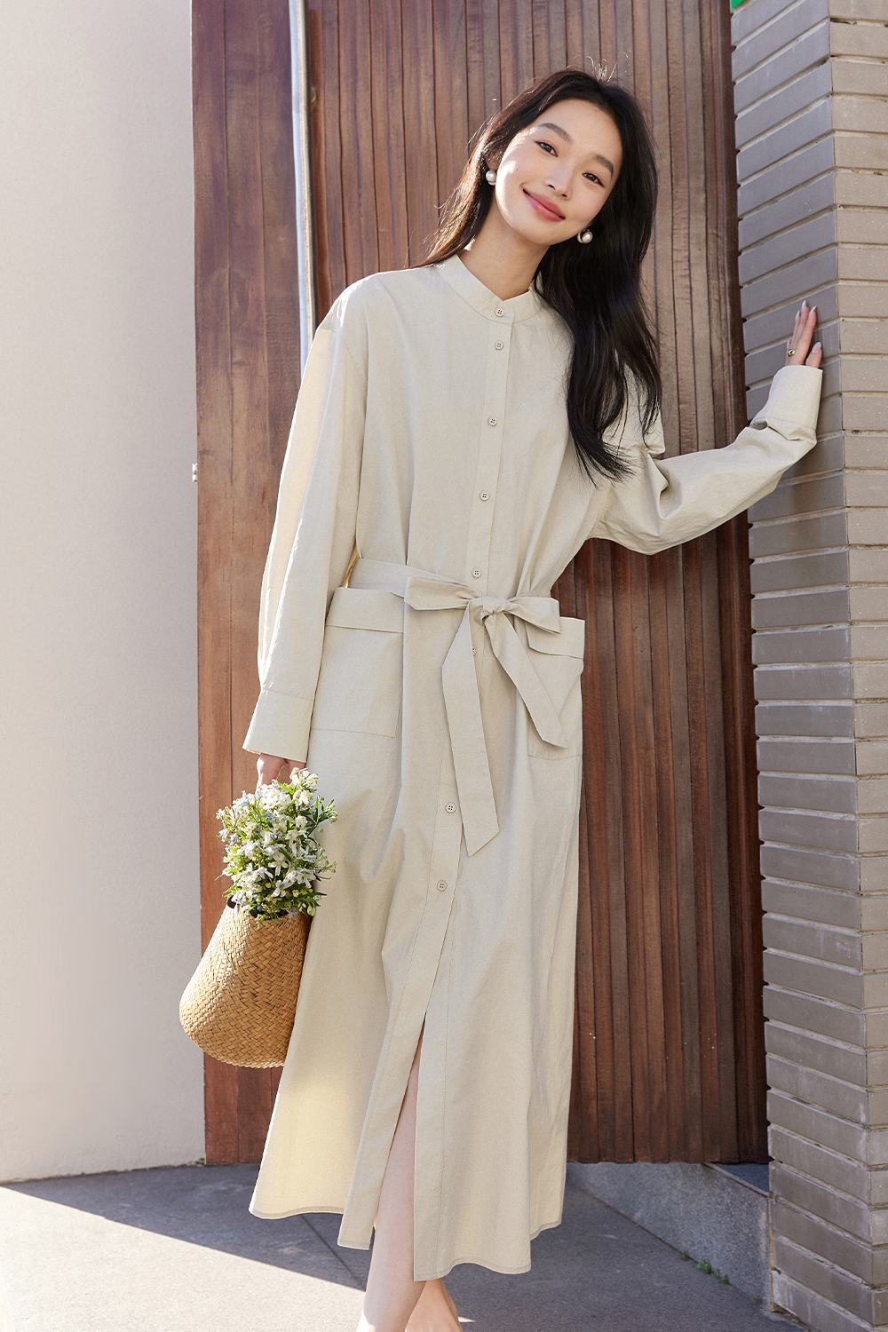 Cotton Casual Shirt Dress-VIMLYSTORE