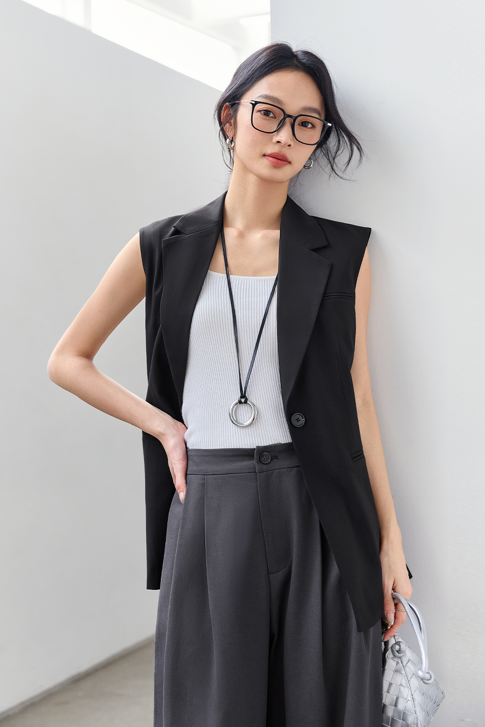 Simple Sleeveless Suit Vest-VIMLYSTORE