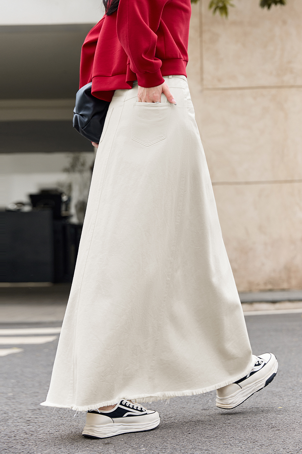 Cotton Denim Long Skirt-VIMLYSTORE