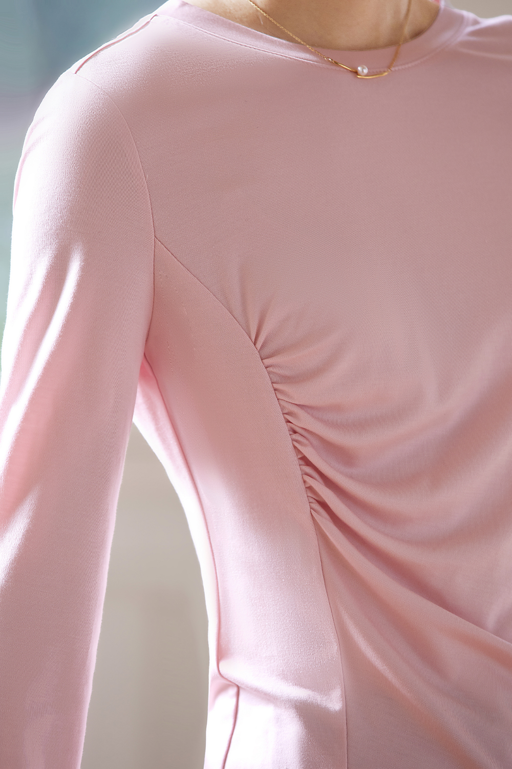 Pleated Long - sleeved T-shirt
