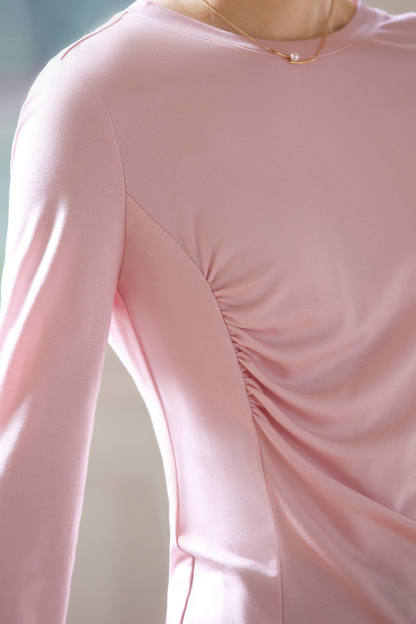 Pleated Long - sleeved T-shirt
