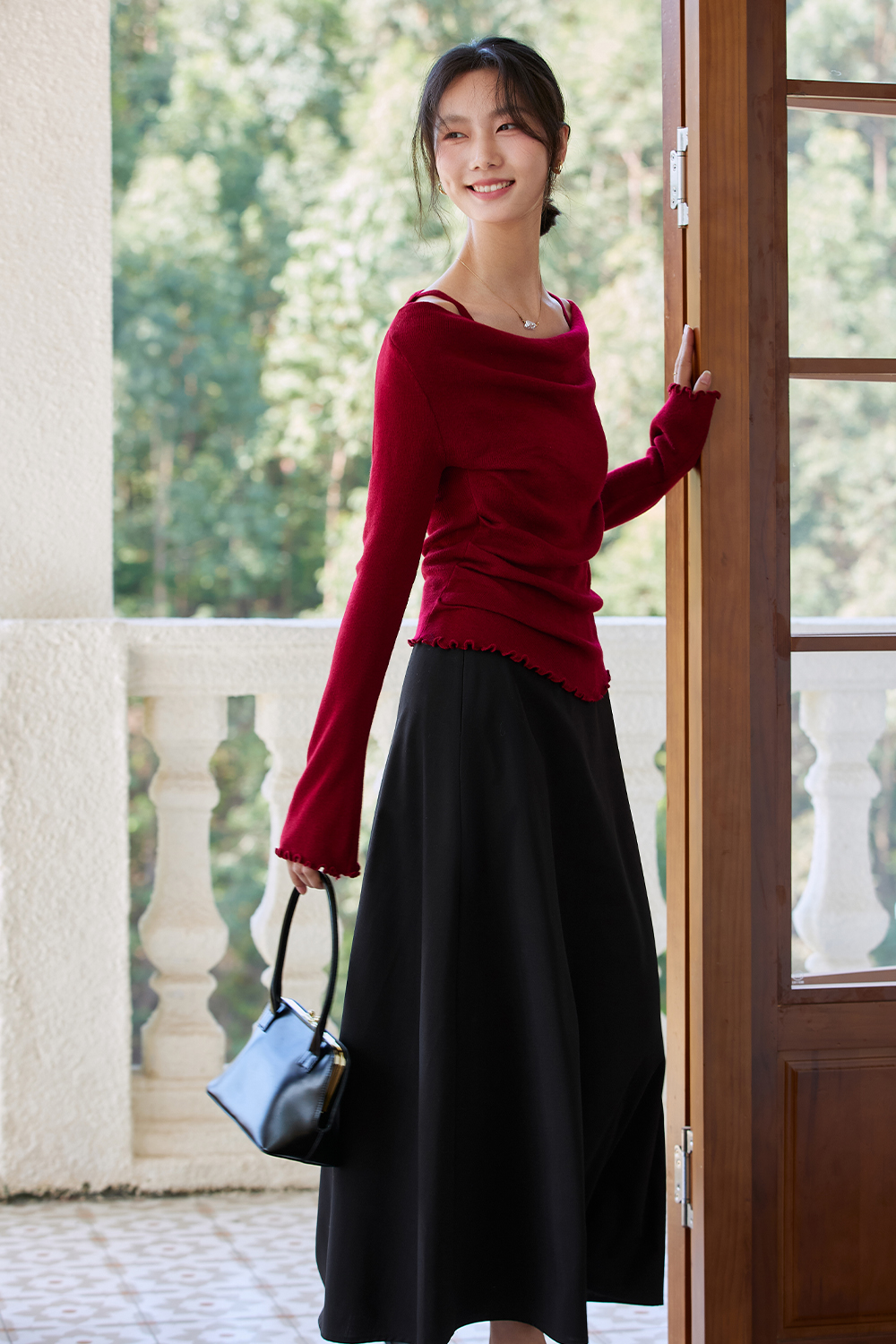 Wool Blend Black Skirt-VIMLYSTORE