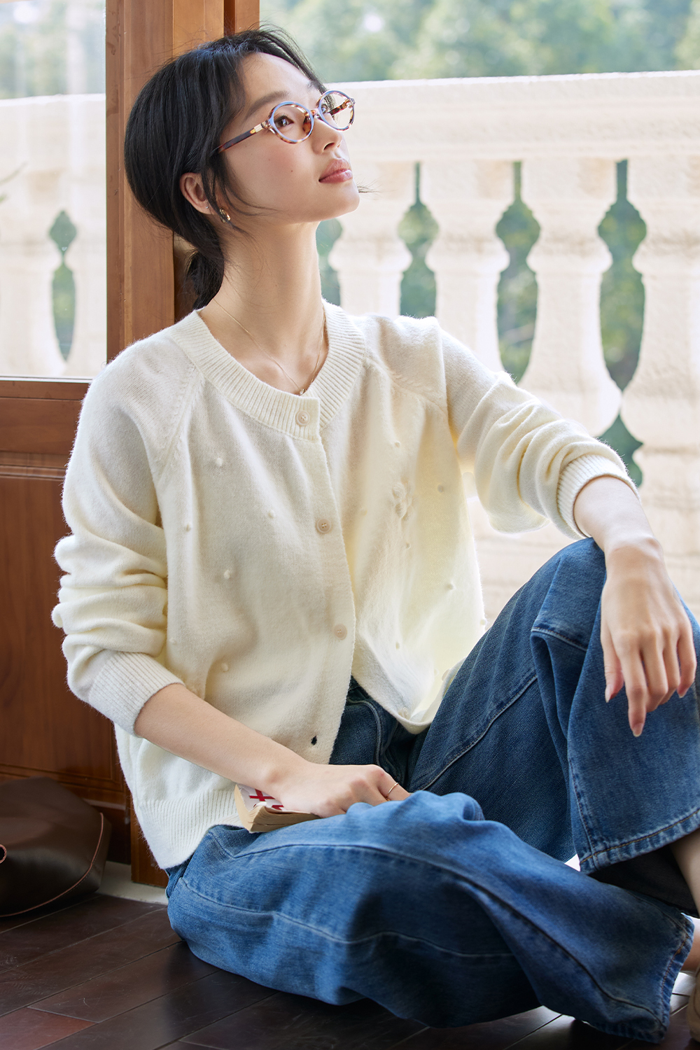 Dot Decoration Knit Cardigan