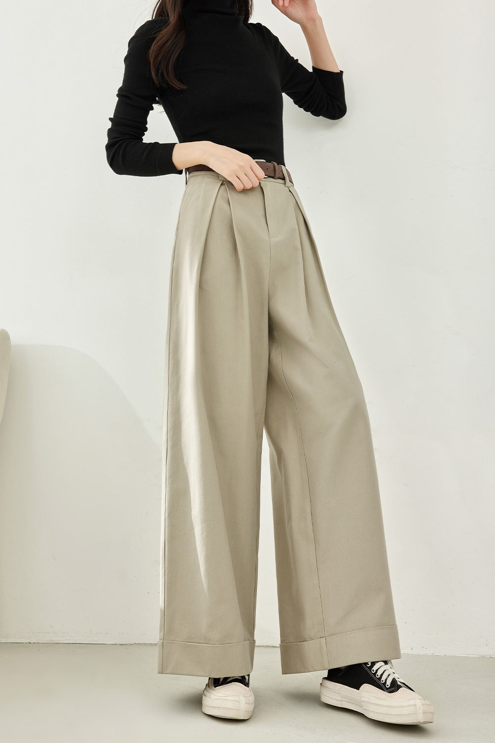 Simple commuter mid-waist casual pants