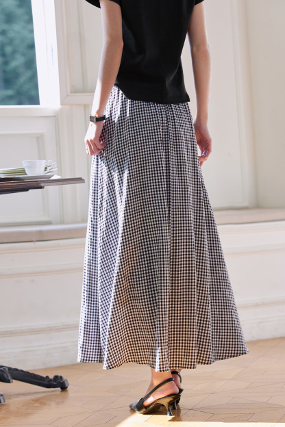 Simple Commuting Gingham Skirt