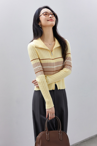 Retro Color-Blocked Striped Sweater