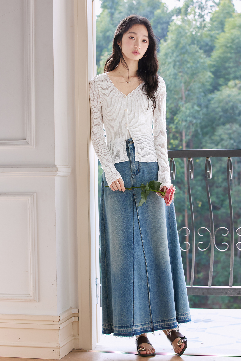 Striped Solid Color Knit Cardigan-VIMLYSTORE