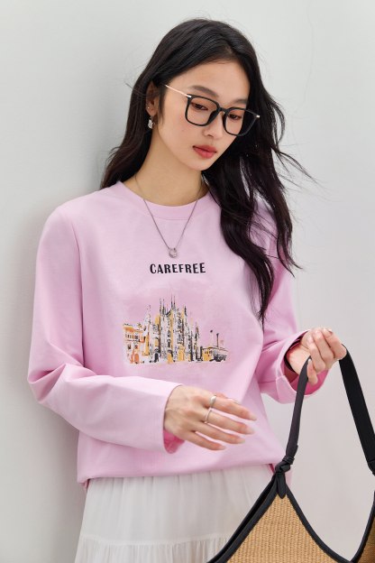 Scenery Print Cotton T-shirt